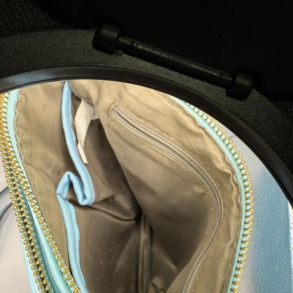 Nicole by Nicole Miller Light Blue Crossbody Bag with Gold Tag & Chained Links - Picture 7 of 12